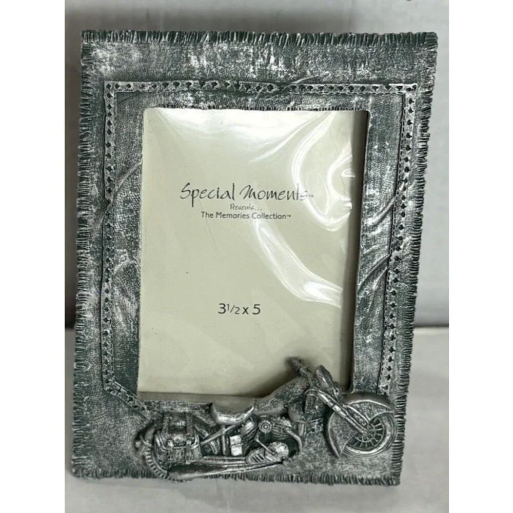 Special Moments Motorcycle Photo Frame 3.5x5 Silver Biker Chopper Decor